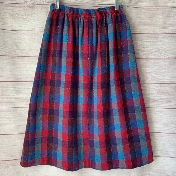 Vintage Item-Eyes Plaid Midi Skirt - Picture 5 of 14